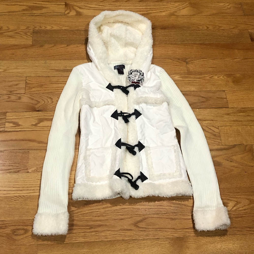 Elegant White Toggle Teddy Jacket (Free Mystery Clothes)